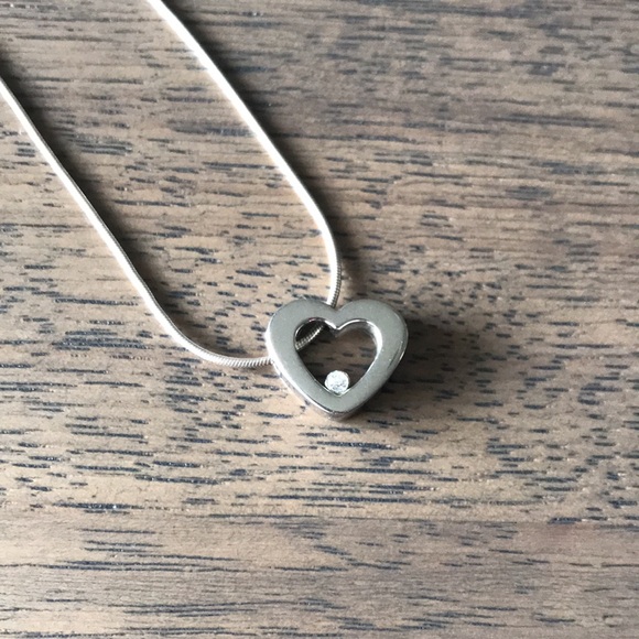 Diamond Heart Silver Statement Charm Necklace - Picture 3 of 3